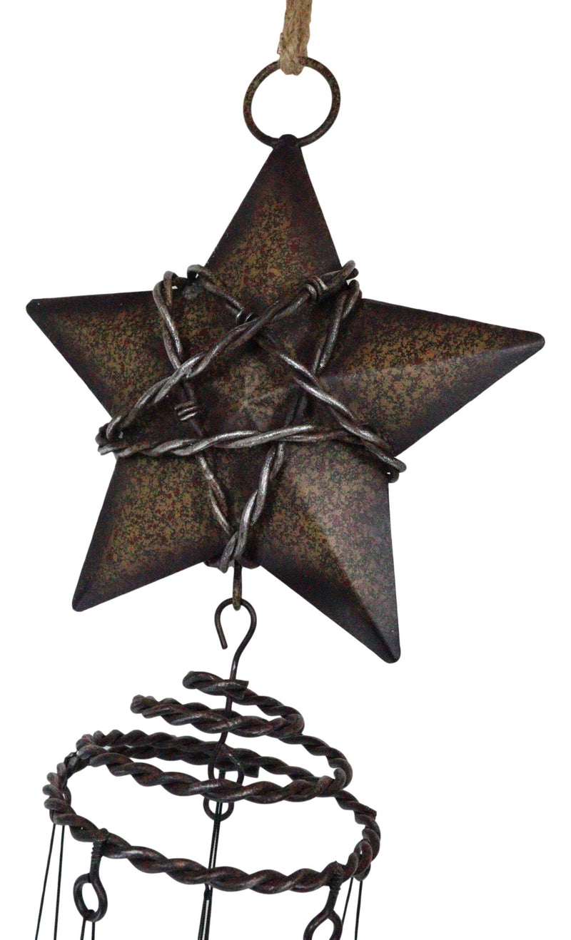 Rustic Western Lone Star With Barbed Wire Cords And Pistol Guns Wind Chime Decor
