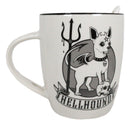 Wicca Sacred Hellhound Pentagram Devil Dog Porcelain Mug With Spoon Set 13oz