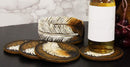 Ebros Rustic Western Indian Eagle Feather Coaster Holder with 4 Round Coasters