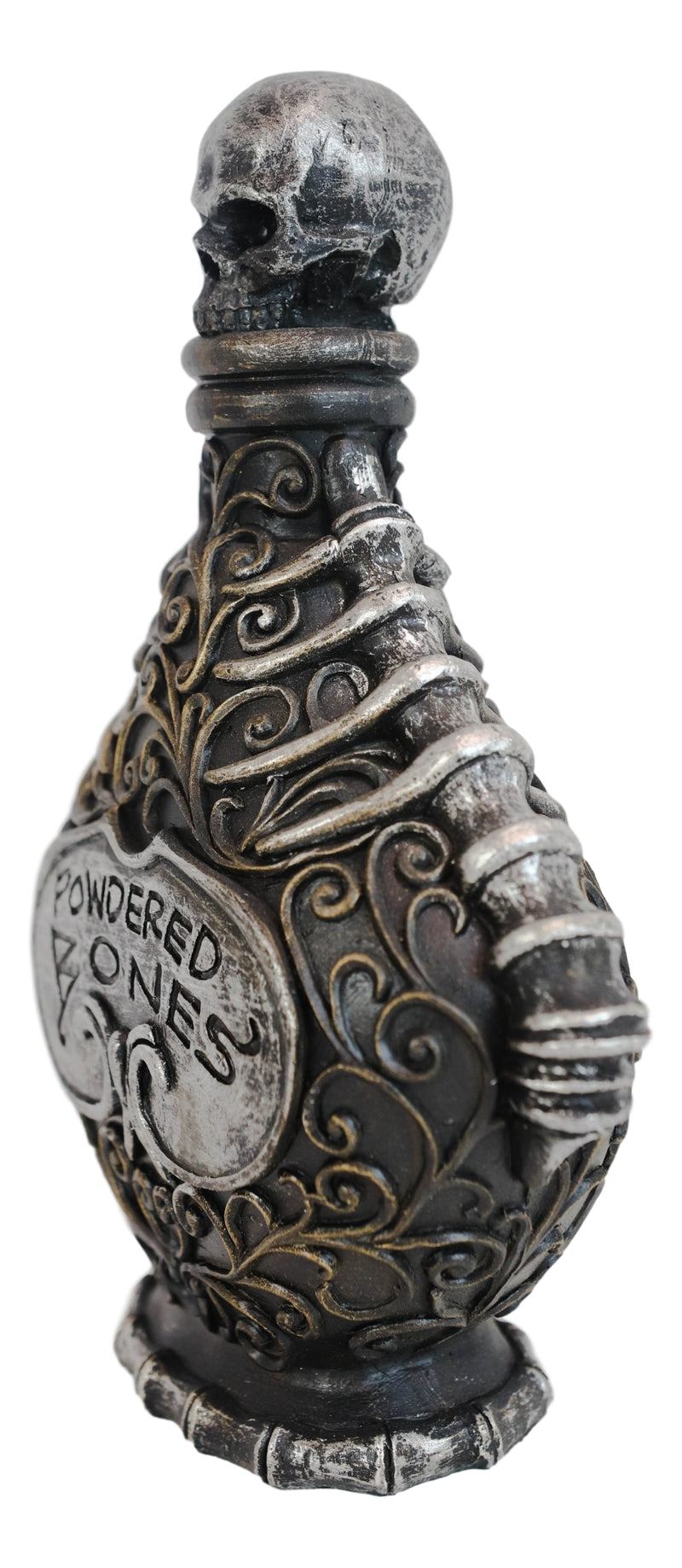 Ceramic Witchcraft Mad Doctor Skeleton Spine Powdered Bones Skull Potion Bottle