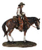Western Desert Cowboy On Saddleback Riding Brown Stallion Horse Figurine