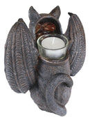 Ebros Winged Cat Gargoyle With Vampire Fangs Glowing Eyes Candle Holder Statue