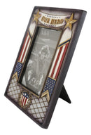 Military Patriotic USA Flag Star Veteran Memorial Our Hero 4"X6" Picture Frame
