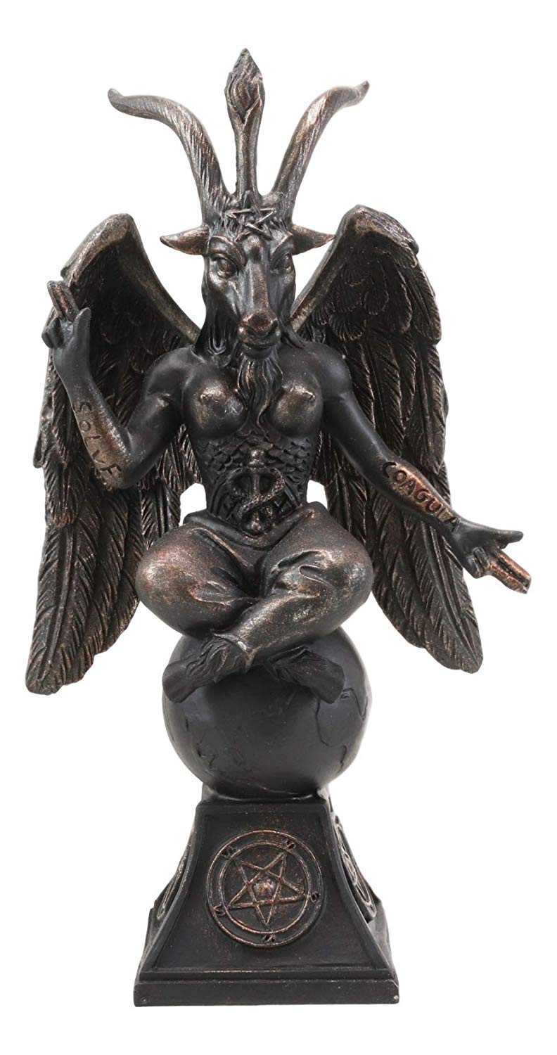 6.5"H Sabbatic Goat Idol Baphomet Bronze Resin Statue Horned God Figurine