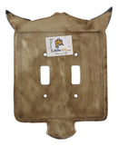 Set of 2 Rustic Western Bull Bison Cow Skull Double Toggle Switch Wall Plates