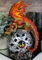 Elemental Red Fire Dragon Perching On LED Gyrosphere Orb Night Light Statue