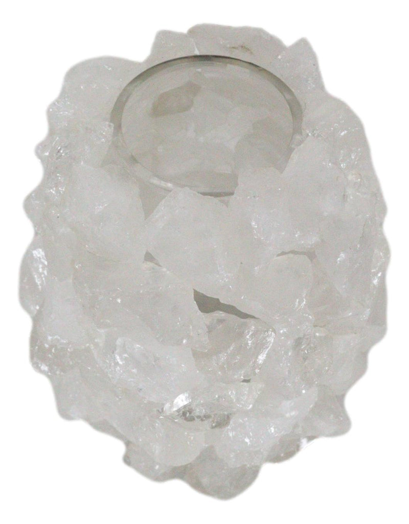Pillar Quartz Crystal Mineral Stone Rocks Floral Vase Modern Accent Sculpture