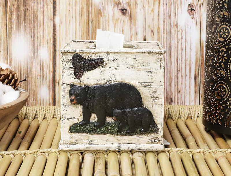 Ebros Rustic Western Black Bear in Pine Trees Forest Bathroom Tissue Box Cover