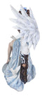 Spirit of Winter Blue Frozen Realm Angel Queen With Doves And White Cat Statue