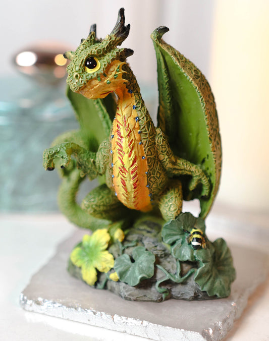 Colorful Fruits Vegetables Green Cantaloupe Dragon Figurine Fairy Garden Decor