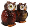 Nocturnal Tropical Great Horned Owl Couple Ceramic Salt Pepper Shakers Figurines