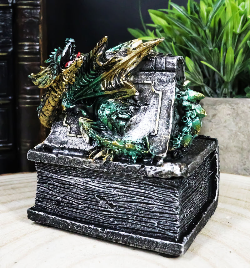 Celtic Beowulf Dragon Trapped In Tombstone Small Jewelry Trinket Box Figurine