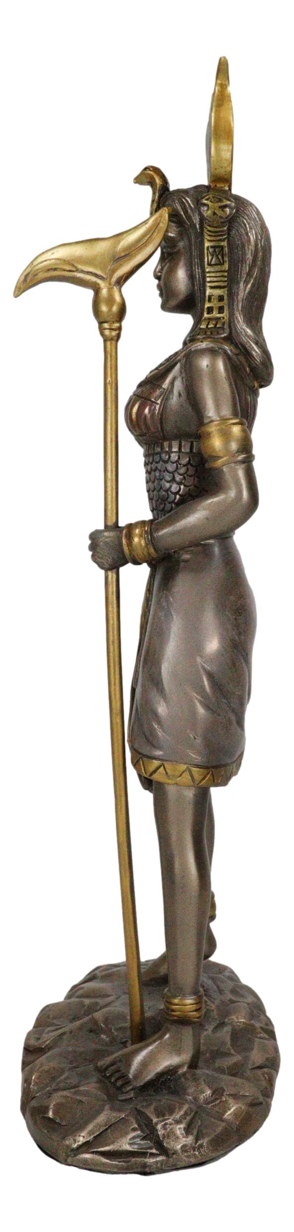 Egyptian Goddess of Motherhood Sky Love Arts Hathor Ra Holding Staff Figurine