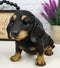 Ebros Realistic Black And Tan Dachshund Puppy Statue 8"L Schnitzel Sausage Wiener Dog