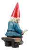 Ebros Whimsical Wizard Gnome Reading A Spell Book Statue 19"Tall With Solar LED Lantern Courtesy Path Light Sculptural Decor