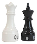 Black King And White Queen Checkmate Chess Ceramic Salt And Pepper Shakers Set