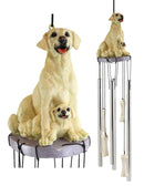 Pedigree Dogs Golden Retriever Dog With Puppy Figurine Top Resonant Wind Chime