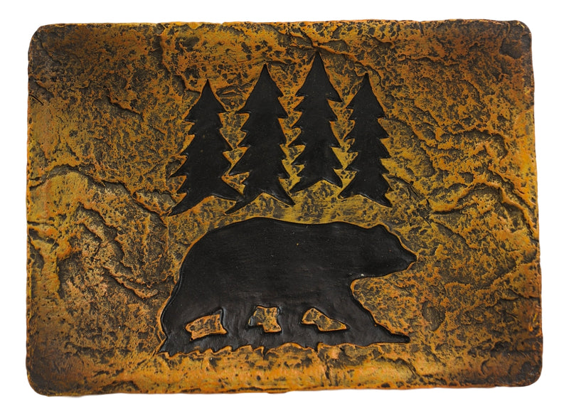 Rustic Western Black Bear By Pine Trees Forest Silhouette Bar Soap Dish Holder