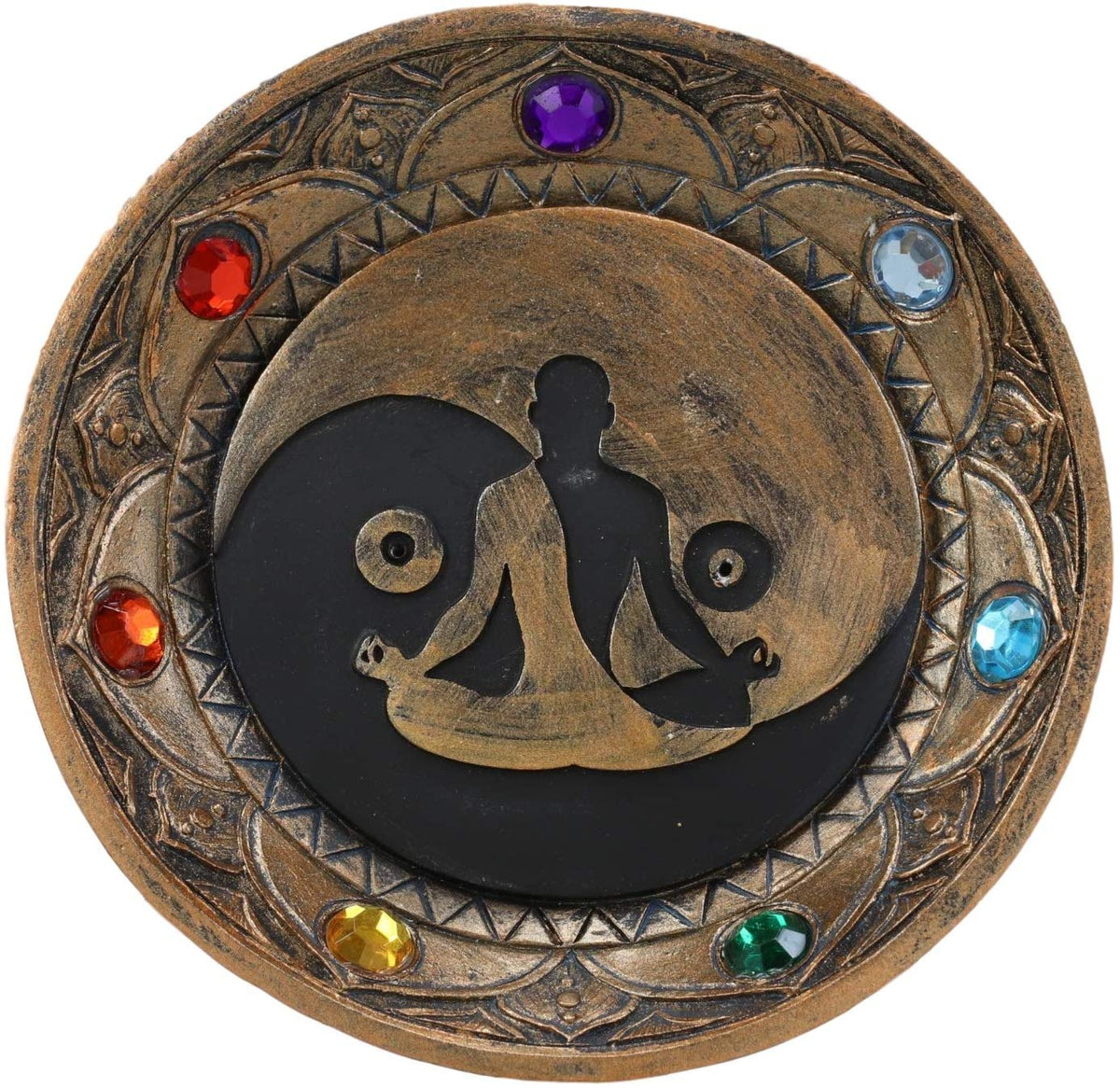 Ebros Yin Yang Symbol with Chakra Beads Incense Sticks Holder Burner 5" Diameter - Ebros Gift