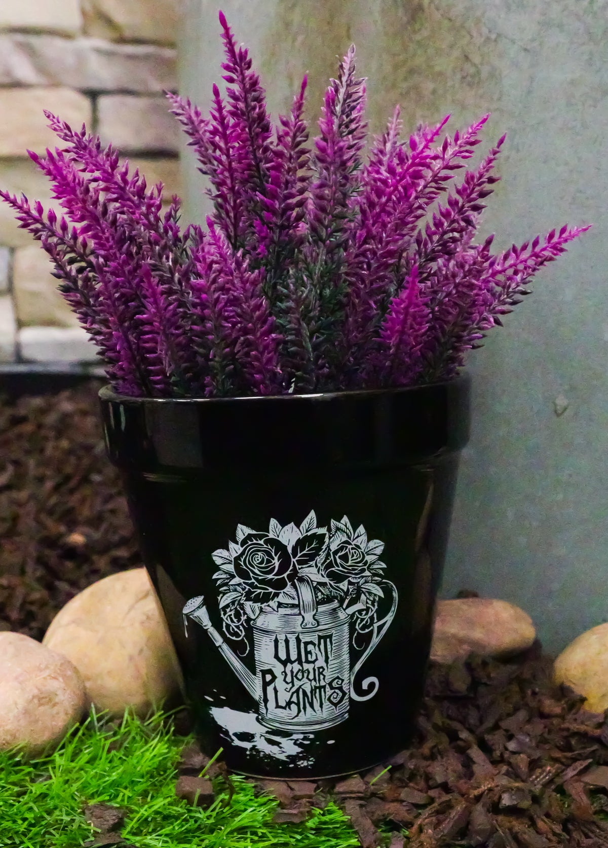Wet Your Plants Skull Floral Watering Can Wicca Witch Flower Herbs Planter Pot