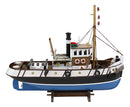 Ebros 17.25"L Blue Wooden Tugboat Boat Model Statue with Wood Base Stand Figure - Ebros Gift