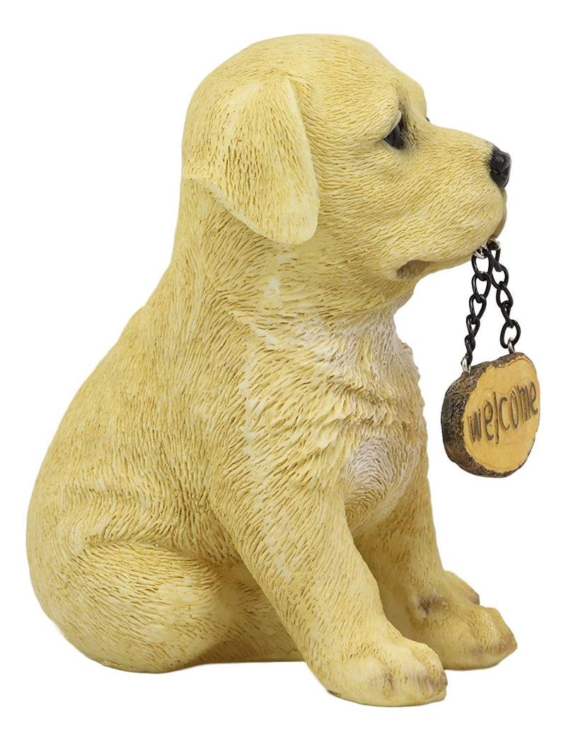 Ebros Gift Set of 4 Dogs Realistic Poodle Fawn and Black Labrador and Yorkshire Terrier Puppies Figurines with Greeting Signs As Welcome Home Decor Pet Pals Dog Sculpture 6.25" Tall Memorial Statues