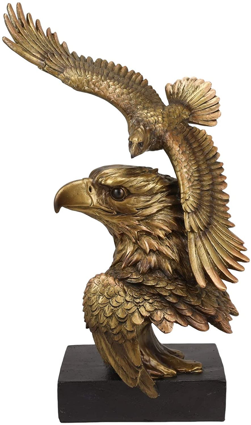 Ebros Large Wings Of Liberty American Bald Eagle Head Bust Soaring Eagle Statue