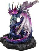 Ebros Violet Blue Midnight Sky Gemstone Mother Dragon with Baby Wyrmling Statue 7.25" Long Home Decor Resin Medieval Fantasy Dungeons and Dragons Figurine