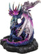 Ebros Violet Blue Midnight Sky Gemstone Mother Dragon with Baby Wyrmling Statue 7.25" Long Home Decor Resin Medieval Fantasy Dungeons and Dragons Figurine
