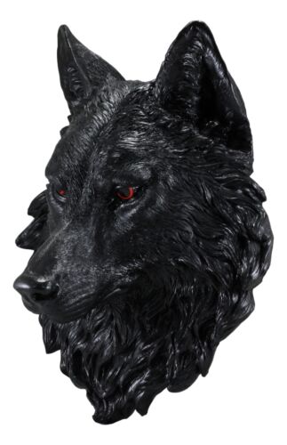 Ebros Large Black Wolf Head with Blood Eyes Wall Decor Plaque 16.5" Tall