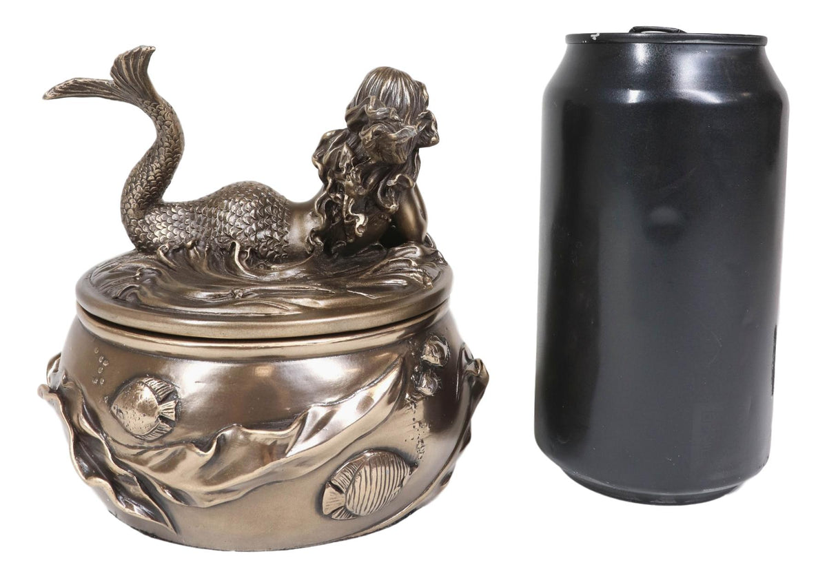 Ebros Fantasy Mermaid Resting With Under The Sea Fishes Decorative Jewelry Box - Ebros Gift