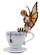 Ebros Amy Brown Fantasy Teacup Mocha Coffee Fairy Figurine Warm Toes 6.5"H