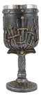 Ebros Set of 2 Medieval Iron Throne Of Valyrian Steel Blade Swords Armory Goblet