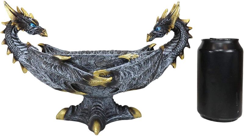 Ebros Double Dragons Decorative Jewelry Potpourri Fruits Bowl Figurine 12"W