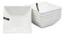Ebros Pack Of 6 Kitchen And Dining Modern Contemporary Design Porcelain Square Bowls 18 Ounces 5.25"Dia Restaurant Supply Grade Dishwasher And Microwave Safe Perfect For Appetizers Dipping Sauces Soup