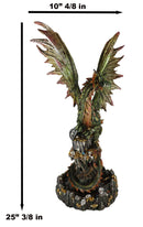Ebros Large 26"H Green Castle Guardian Treasure Dragon Statue Fantasy Home Decor