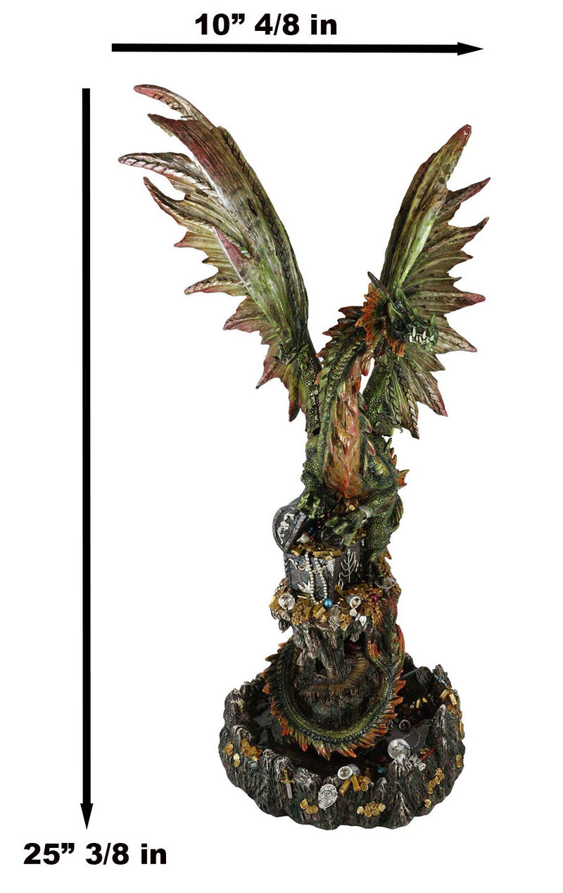 Ebros Large 26"H Green Castle Guardian Treasure Dragon Statue Fantasy Home Decor