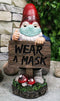 Health Freak Mr Gnome Wearing Protective Face Mask By 'Wear Mask' Sign Figurine