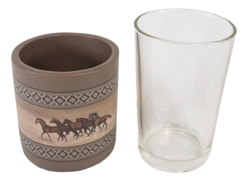Ebros Western Wild Horses Southwest Navajo Vectors Bathroom Rinse Cup Tumbler Holder