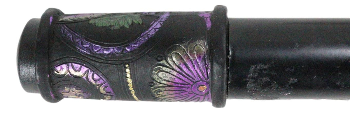 Gothic Day of The Dead Black Floral Sugar Skull Decorative Walking Cane 36"L