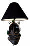 Ebros White Rare Alaskan Tiger Desktop Table Lamp Statue With Black Fabric Shade