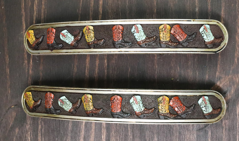 Set Of 6 Western Cowboy Cowgirl Boots Drawer Cabinet Door Bar Pull Knobs 9"L