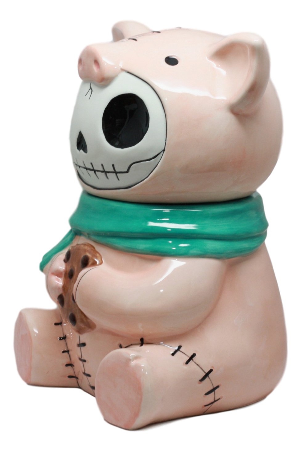 Ebros Furry Bones Bacon Ceramic Cookie Jar Cute Porky Pig Furrybones Skeleton Container Figurine Collectible Kitchen Hosting Dining Accessory