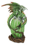 Greenman Vines Armored Dragon Guarding Color LED Lantern Acrylic Egg Figurine