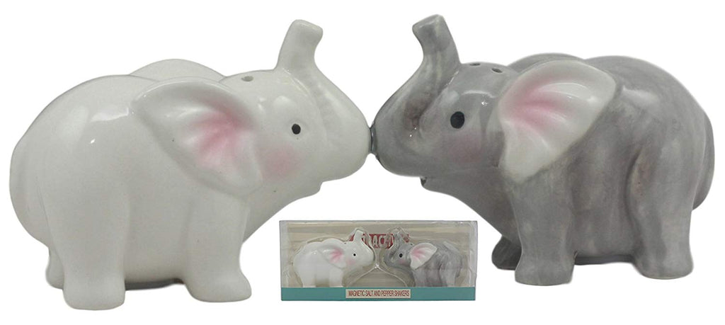 Ebros Kissing Elephant Couple Ceramic Salt And Pepper Shakers Figurine ...