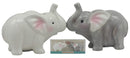 Ebros Kissing Elephant Couple Ceramic Salt And Pepper Shakers Figurine Decor Set 3.5"Long