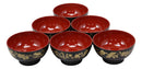 Ebros Made In Japan Black Red And Royal Gold Lacquer Copolymer Bowl 8oz Set Of 6