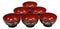 Ebros Made In Japan Black Red And Royal Gold Lacquer Copolymer Bowl 8oz Set Of 6