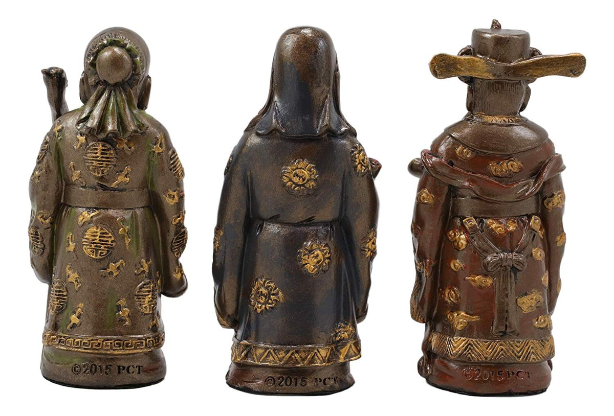 Ebros Feng Shui Fu Lu Shou Gods San Xing Three Celestial Stars Figurine Set of 3 - Ebros Gift