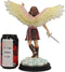 Catholic Church Colorful Archangel Chamuel With Red Heart And Sword Statue 10"H